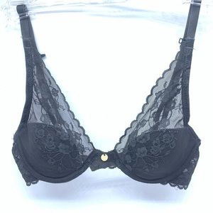 Natori 30b Gray Cherry Blossom Lightly Lined Plunge Bra MSRP $76